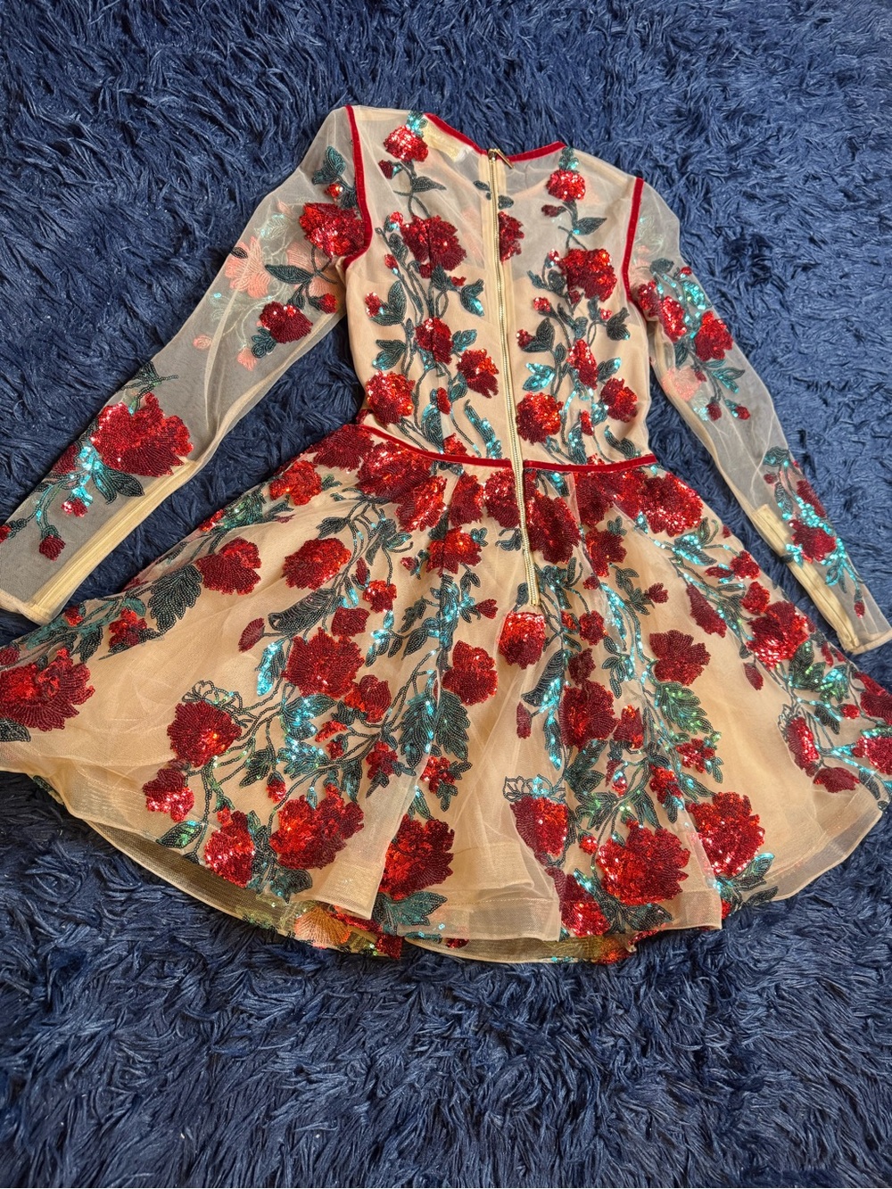 NWOT Bronx and Banco Rafaella Floral Sequin Long Sleeve Minidress. Size S - Picture 4 of 15